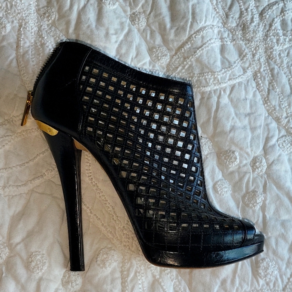 Michael Kors Black Heels with Gold Zipper